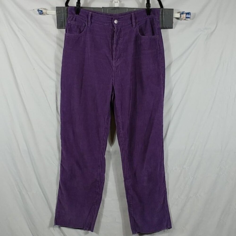 Pac Sun Women's Lavender Corduroys Button Fly Raw Hem Pants Size 12